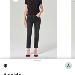 AGOLDE Women's Black High Rise Riley Straight Crop Jeans 24